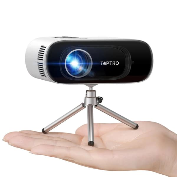 Mini projektor, 20000:1 kontrastforhold, indbygget Bluetooth,EU-stik, Hvid