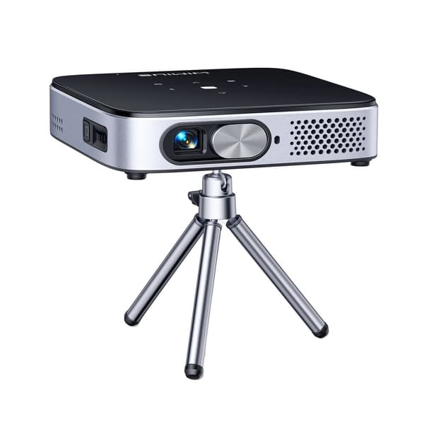 Mini Bärbar DLP-projektor, 3 timmars batteritid, stöder 1080P,silver, Eu plugg