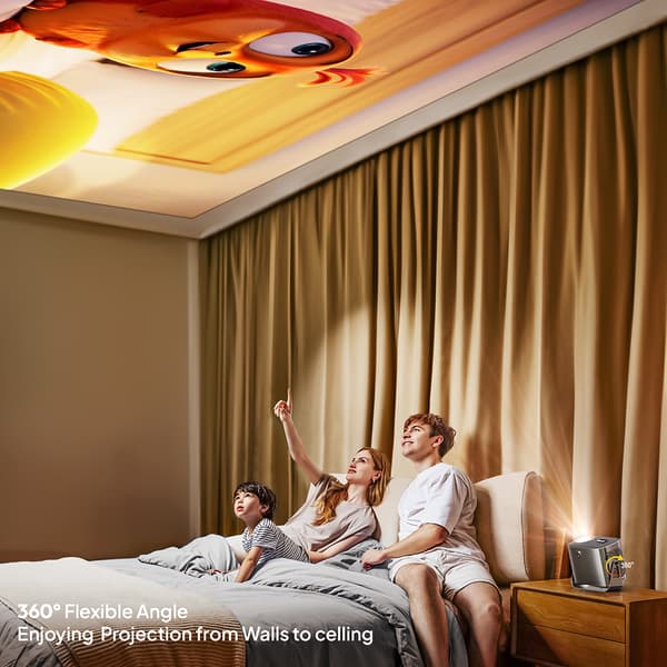 4K Android Projektor, 350 ANSI Lumen Lysstyrke, Automatisk Keystone Korrigering, Dual-Band WiFi