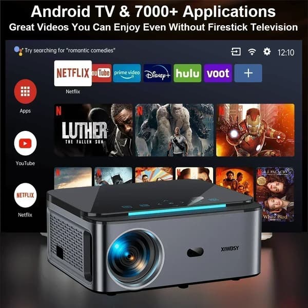 XIWBSY Projektor, 32G Autofokus, 1080P Opløsning,32G autofokus, EU stik