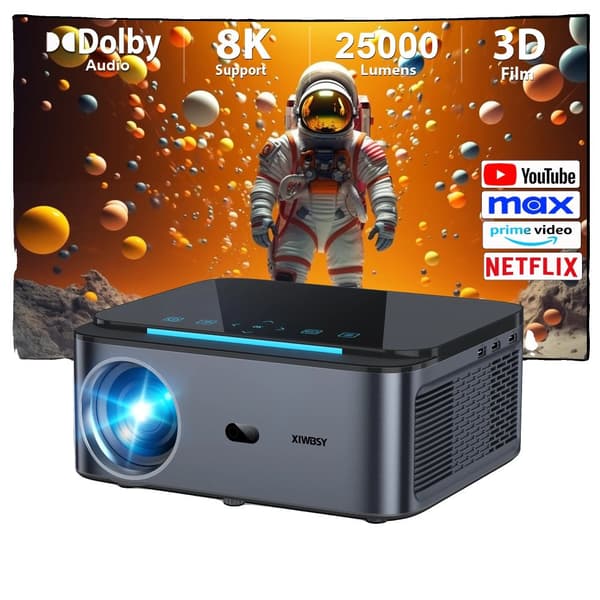 XIWBSY Projektor, 32G Autofokus, 1080P Opløsning,32G autofokus, EU stik