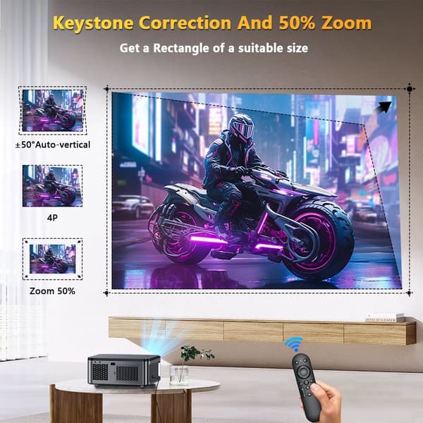 XIWBSY 25000 Lumen Projektor, 4K Video Kompatibilitet, 1920x1080dpi Opløsning,32G AutoFocus Dolby, EU stik