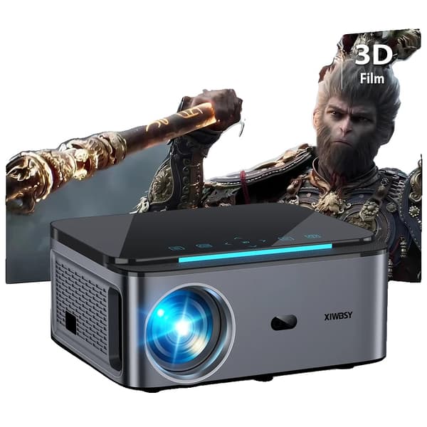 XIWBSY 25000 Lumen Projektor, 4K Video Kompatibilitet, 1920x1080dpi Opløsning,32G AutoFocus Dolby, EU stik