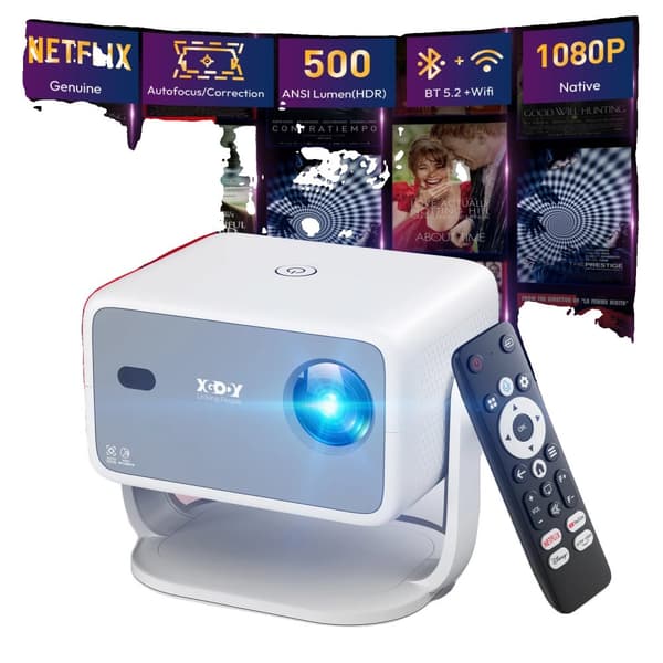 XGDOY 4K HD-projektor, 18000 lumen ljusstyrka, 15000:1 kontrastförhållande, 1080p upplösning