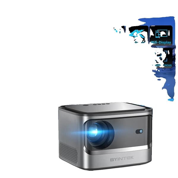 Full HD-projektor, 1920x1080 upplösning, automatisk keystone-korrigering, inbyggd 5W-högtalare