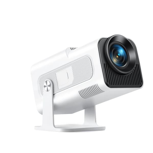 Mini bærbar projektor, 4K understøttelse, 20000 lumen, ægte 1080P,Hvid, EU-stik