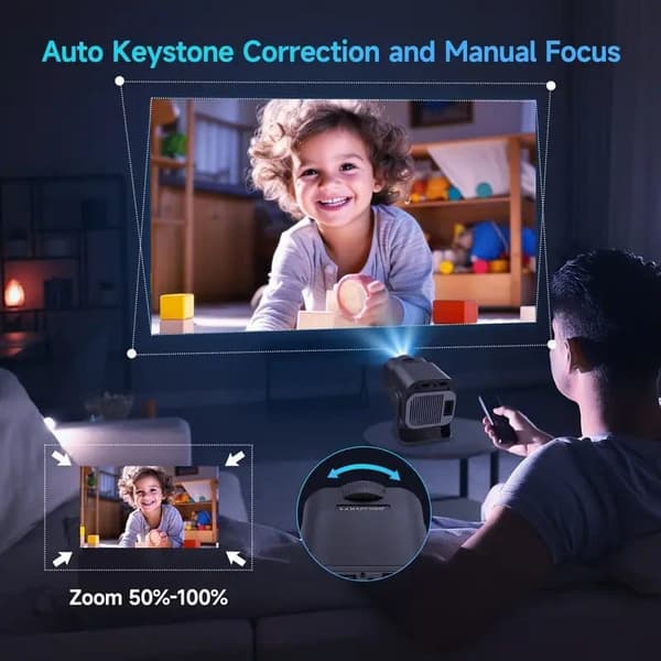 OBOSOE Mini 4K-projektor HY320 – Smart Android 11, 300 ANSI, WiFi 6, Bluetooth 5.0, 180° drejelig