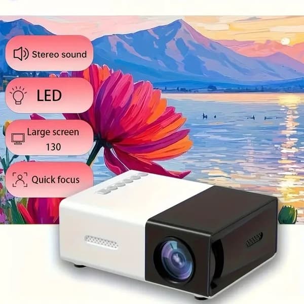 OBOSOE miniprojektor 720P HD med 3D-teknologi – USB/AV/IOS/Android-kompatibel