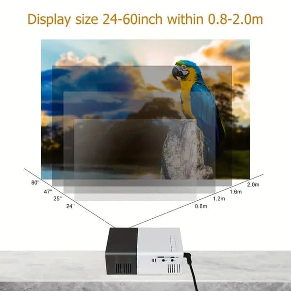 OBOSOE miniprojektor 720P HD med 3D-teknologi – USB/AV/IOS/Android-kompatibel