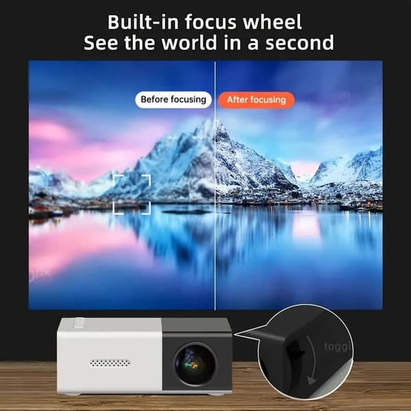 OBOSOE miniprojektor 720P HD med 3D-teknologi – USB/AV/IOS/Android-kompatibel
