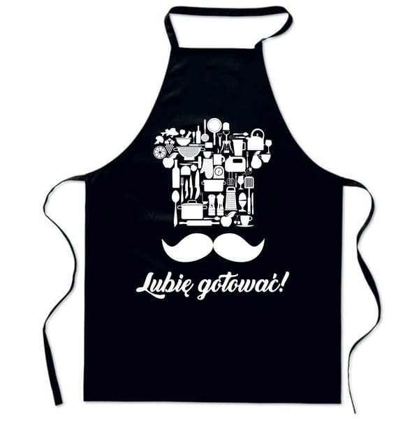 Sort køkkenforklæde med overskæg med print, jeg kan lide at lave mad til grillmænd