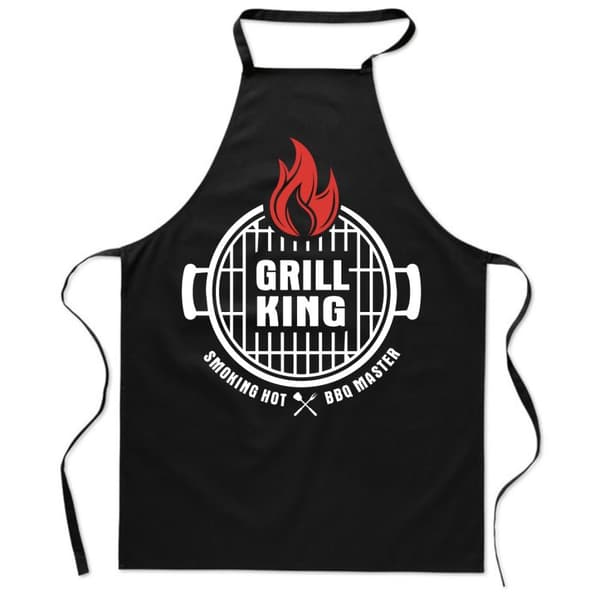 Svart FÖRKLÄDE MED TRYCK GRILL KING SMOKING BBQ MASTER kök herr