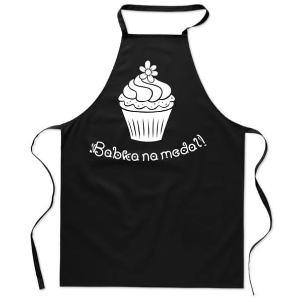 Sort forklæde med print køkken Babka til medalje dame til mor gave