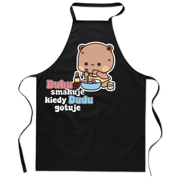 FORKLÆDE MED PRINT til børnekøkken BUBU DUDU BJØRN kawaii BOMULD