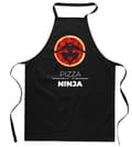 Miniatyrbild 1 av 4: Bomullssvart FÖRKLÄDE MED TRYCK PIZZA NINJA kök dam herr