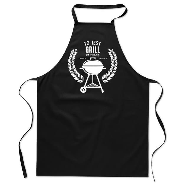 Musta esiliina hauskalla kuvioinnilla grillaukseen naisille ja miehille