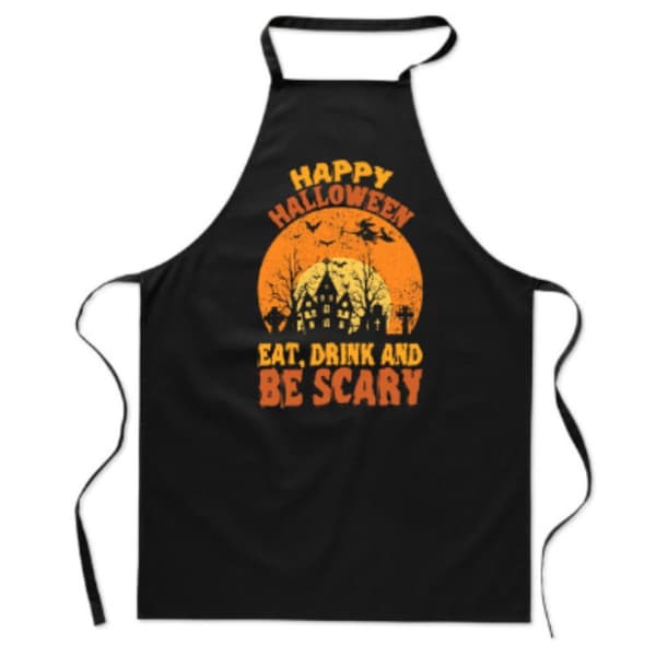 KÖKSFÖRKLÄDE med HAPPY HALLOWEEN-tryck Läskig rolig present
