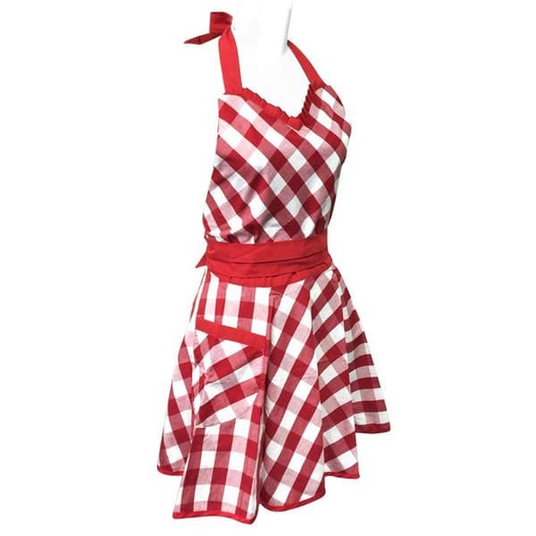 Wrapables - A69468c - Flirtig Vichy Röd Servitrisförkläde