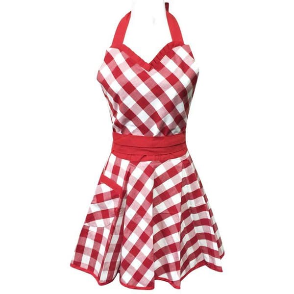 Wrapables - A69468c - Flirtig Vichy Röd Servitrisförkläde