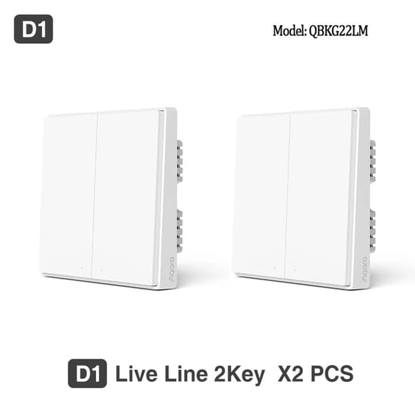 Smart Vægkontakt, ZigBee Trådløs, INGEN Neutral, 2x d1 ingen neutral 1k