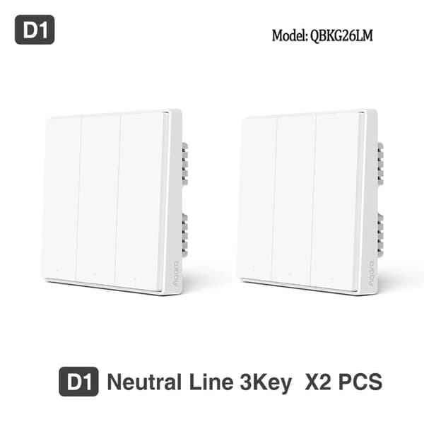 Smart Vægkontakt, ZigBee Trådløs, INGEN Neutral, 2x d1 ingen neutral 1k