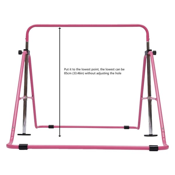 Justerbar Gymnastik Bar til Børn, 85-129,5cm Højde, 100kg Belastningskapacitet,Lyserød Pink