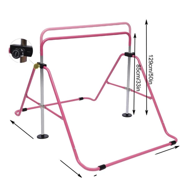 Gymnastikstång, Justerbar Höjd 2,9-4,3 fot, 150 kg Kapacitet,Rosa