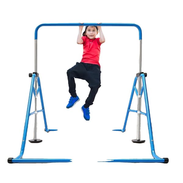 Justerbar gymnastikstång, robust konstruktion, lätt att fälla ihop,Blå