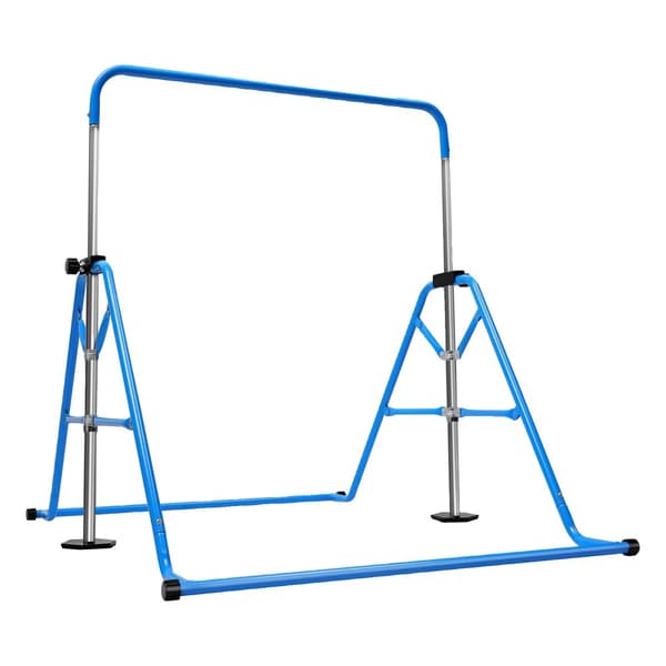 Gymnastikträningsstång, Justerbar Höjd 115-155 cm, Robust Stålstruktur,Blå