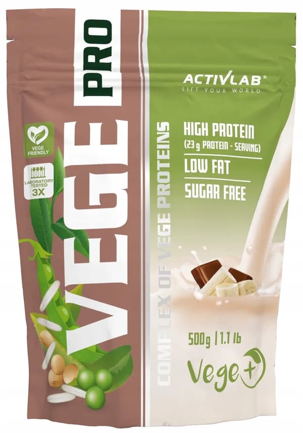 ACTIVLAB Vege Pro PROTEINTILLSKOTT PROTEIN FÖR VEGANER banan med choklad 500g