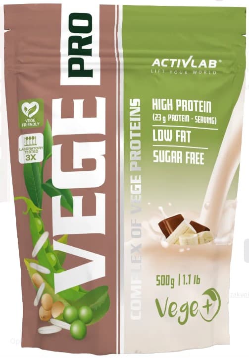 ACTIVLAB Vege Pro PROTEINTILLSKOTT PROTEIN FÖR VEGANER banan med choklad 500g