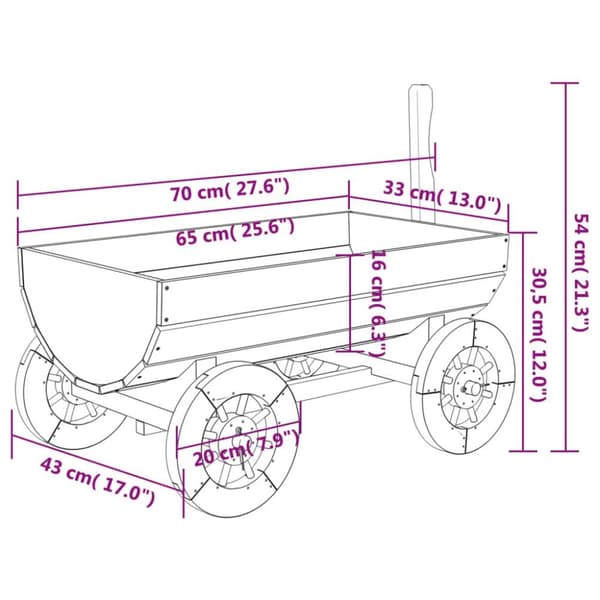 vidaXL dekorativ vogn 70x43x54 cm massivt fyrretræ