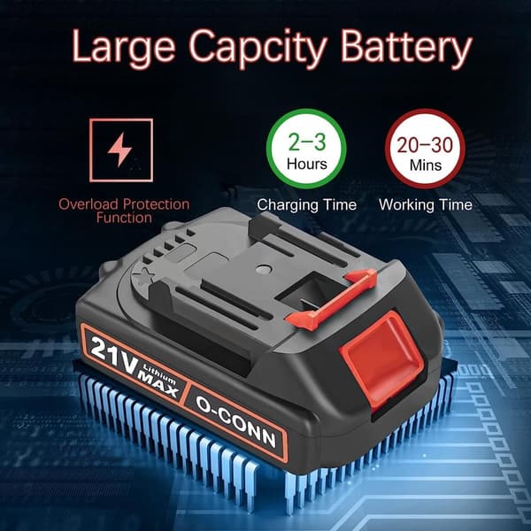 1500W sladdlös motorsåg - 15 cm klinga - 2 x 21V laddningsbara batterier - Lätt 0,8 kg - Volframkedja - Kompatibel med Makita-batterier
