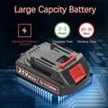 Miniatyrbild 5 av 6: 1500W sladdlös motorsåg - 15 cm klinga - 2 x 21V laddningsbara batterier - Lätt 0,8 kg - Volframkedja - Kompatibel med Makita-batterier