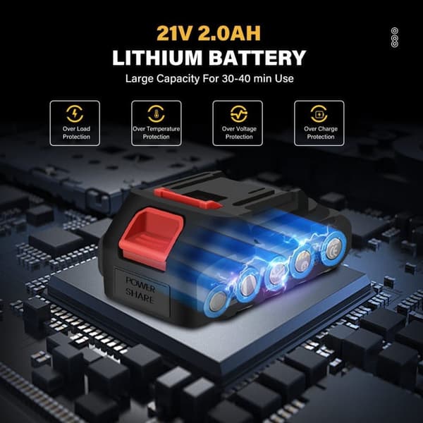 8 tums borstlös elektrisk såg Handhållen Trädgårdsvedverkningsmotorsåg för Makita 18V batteri, med 2x1500mah batteri och laddare