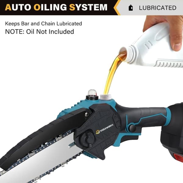 8 tums borstlös elektrisk såg Handhållen Trädgårdsvedverkningsmotorsåg för Makita 18V batteri, med 2x1500mah batteri och laddare