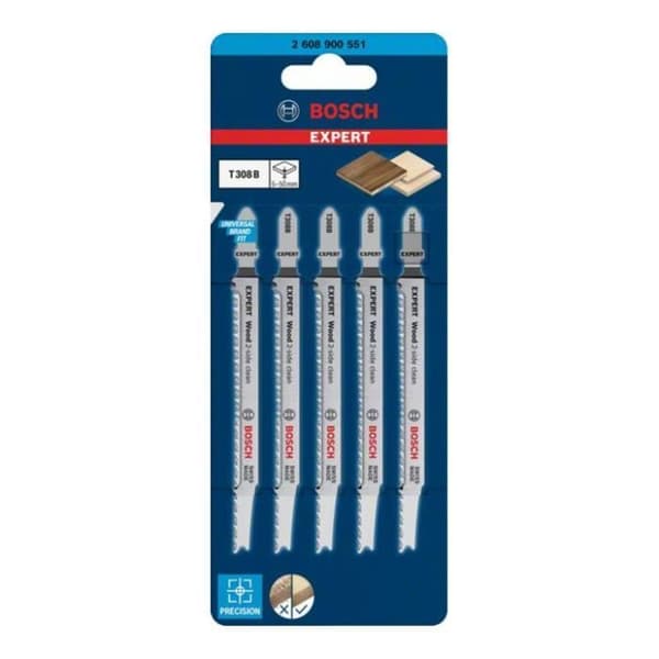 Expert Wood 2-Side Clean T308 B sticksågsbladspaket om 5 - BOSCH - 2608900551