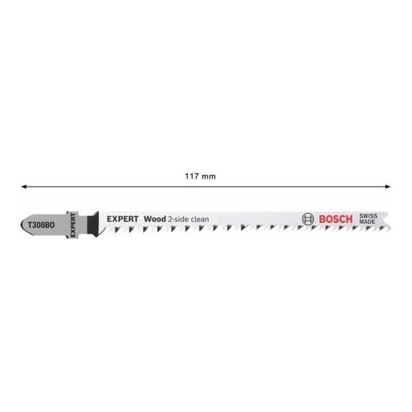 3 sticksågsblad 117 mm HCS T308BO för trä - BOSCH EXPERT - 2608900554