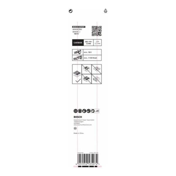Sabre sågblad - BOSCH - S1243 HM - 300mm - Hårdmetall - Idealisk för ihåliga tegelstenar
