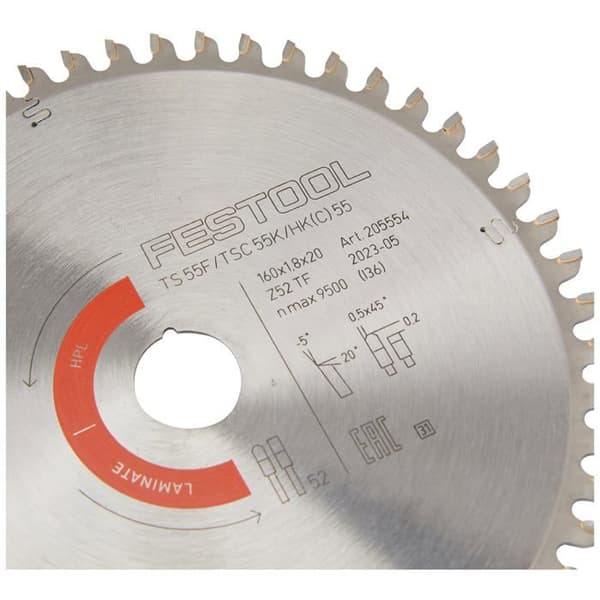 Cirkelsågklinga - FESTOOL - TF52 - 160 mm - Hårdmetalltänder - För melaminskivor