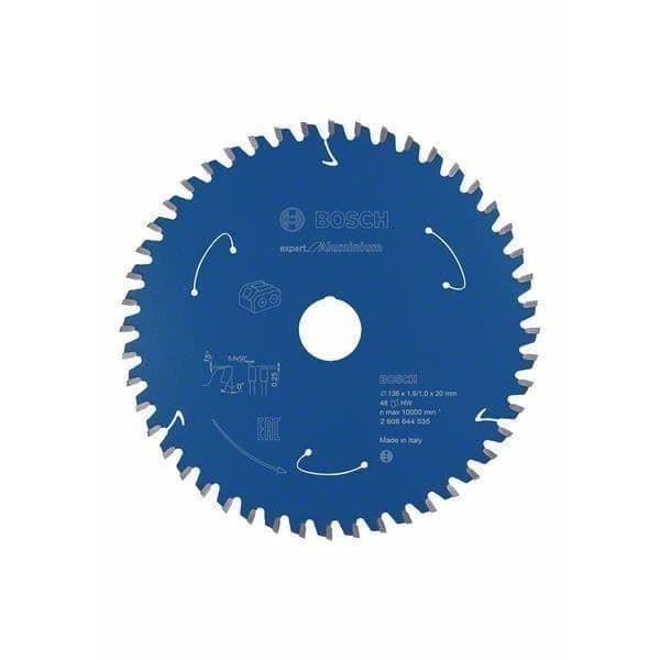 Bosch Expert för aluminiumcirkelsågblad för sladdlösa sågar, 136 x 1,6-1 x 20, 48 tänder - 2608644535