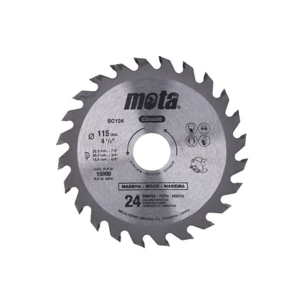 Cirkelsågblad - Mota - CLP18 SC124P - Ø115mm - 24 tänder - Volframkarbid
