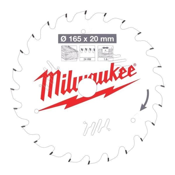 TRÄ CIRKELSÅGBLAD 165X20X1.6X24 ALTERNATIV MILWAUKEE TILLBEHÖR - 4932471931-Cirkelsågstillbehör
