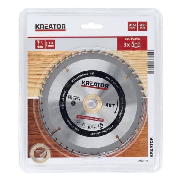 Sågklinga trä - KREATOR - KRT020411 - 165x30mm - 48 tänder