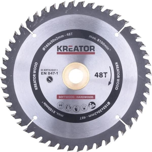 Sågklinga trä - KREATOR - KRT020411 - 165x30mm - 48 tänder
