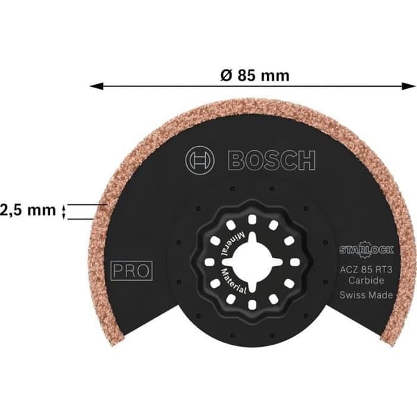 Bosch 10x Klingor för multifunktionsverktyg PRO Multi Material ACZ 85 RT3 för Mörtel, Cellbetong, Ø 85 mm