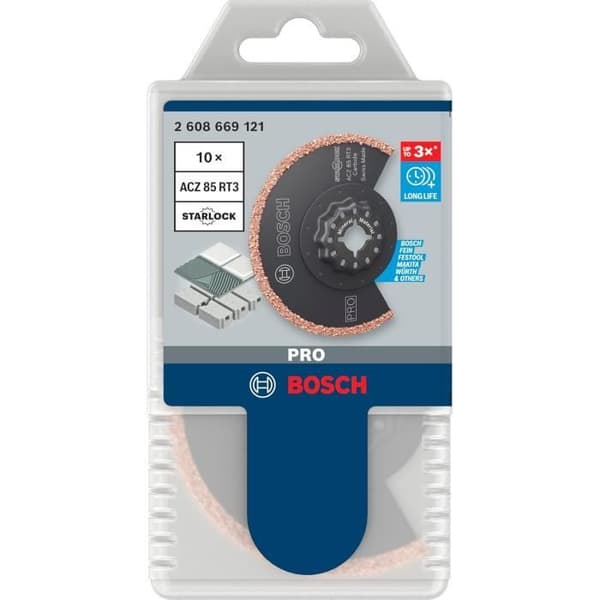 Bosch 10x Klingor för multifunktionsverktyg PRO Multi Material ACZ 85 RT3 för Mörtel, Cellbetong, Ø 85 mm