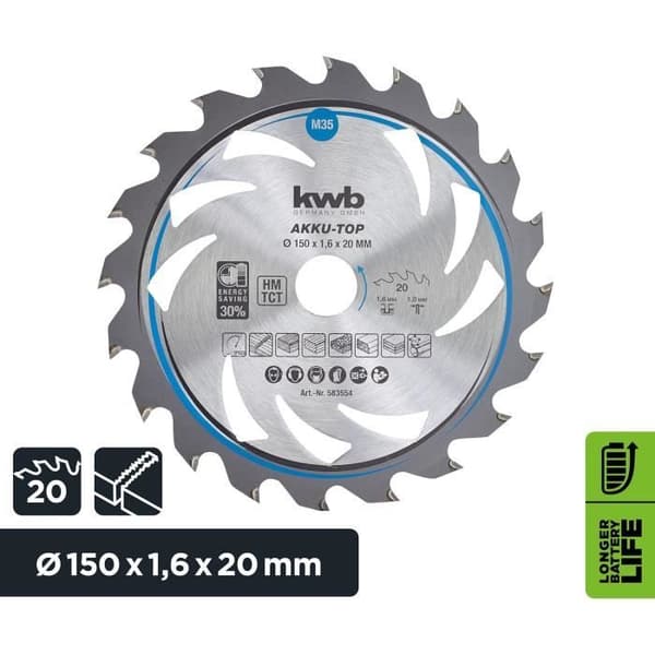 Klinga för cirkelsåg kwb Energy-Saving Easy Cut, Ø 150 x 20 mm