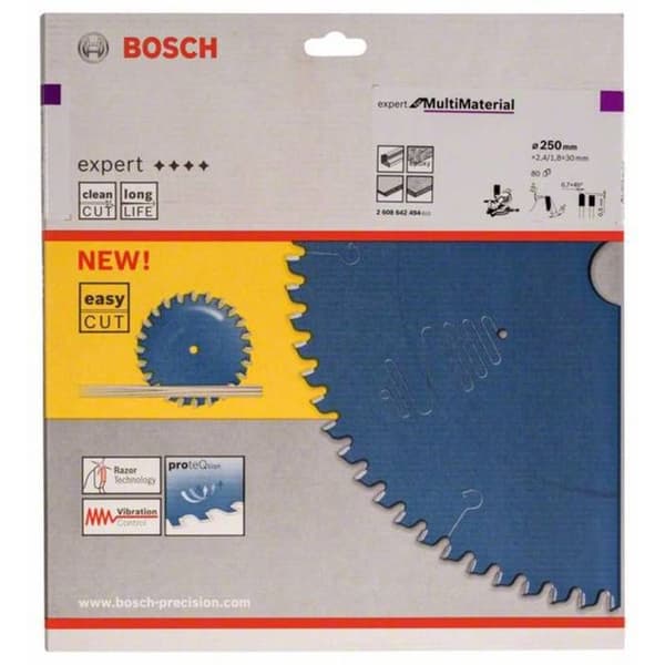 Cirkelsågblad - BOSCH - Expert för Multi Material - 250x30x2,4mm - 80 tänder - Anti-vibration