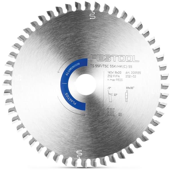 Cirkelsågklinga - FESTOOL - 205555 - 160x1,8x20mm - Aluminium/Plast - Hårdmetalltänder